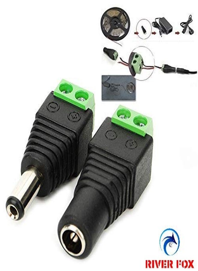 RIVER FOX® 3 Sets Screw Fastening DC Power Plug | 2.1mm x 5.5mm Male & Female Barrel Connector | 12V 24V for CCTV, LED Strip, DVR | Secure & Durable Connection | (3 Male + 3 Female) - Image 3